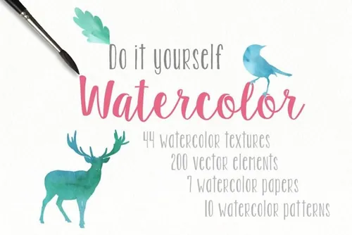 圣诞干拖水彩图形 DIY Watercolor Collec