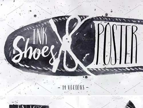 墨水涂鸦鞋子 Ink Shoes Poster