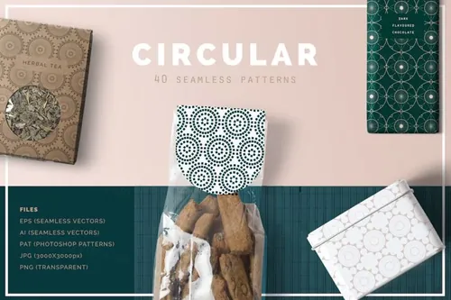 40款极简圆形几何图案矢量素材合辑 Circular Pat