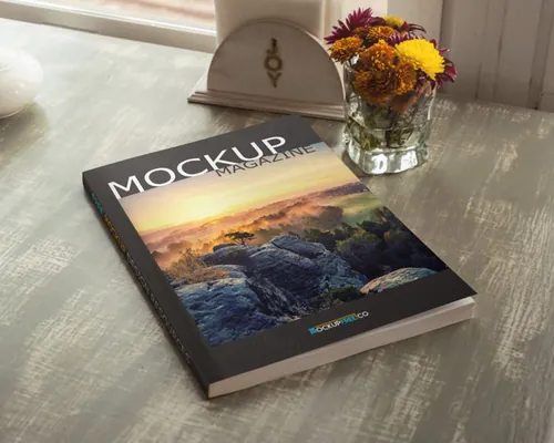 透视书籍杂志封面贴图PSD贴图模板Magazine – Free PSD Mockup