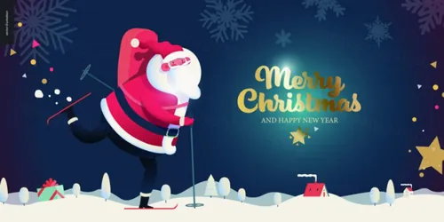 冬日圣诞节新年快乐庆典EPS矢量海报插画素材