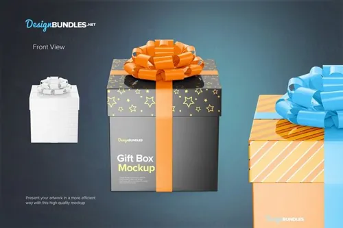 精美的正方形天地盖礼品盒包装设计提案样机PSD模板 Gift Box Mockups