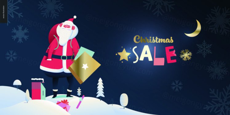 冬日圣诞节新年快乐庆典EPS矢量海报插画素材