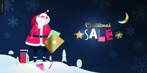 冬日圣诞节新年快乐庆典EPS矢量海报插画素材