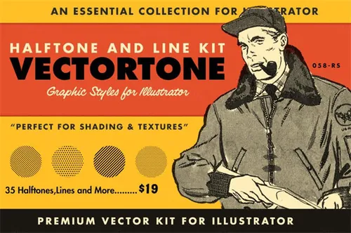 复古老式半色调丝网印刷网点AI笔刷素材 VectorTone | Re
