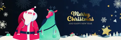 冬日圣诞节新年快乐庆典EPS矢量海报插画素材