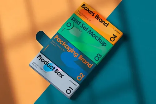 高质量纸盒品牌包装设计贴图样机模板 Product Bran