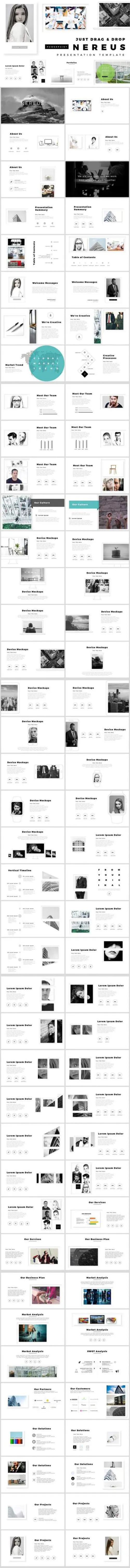 优化矢量线性彩色图标NEREUS_PowerPoint_Template