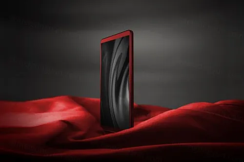 红色质感的简约现代移动手机APP UI样机展示模型