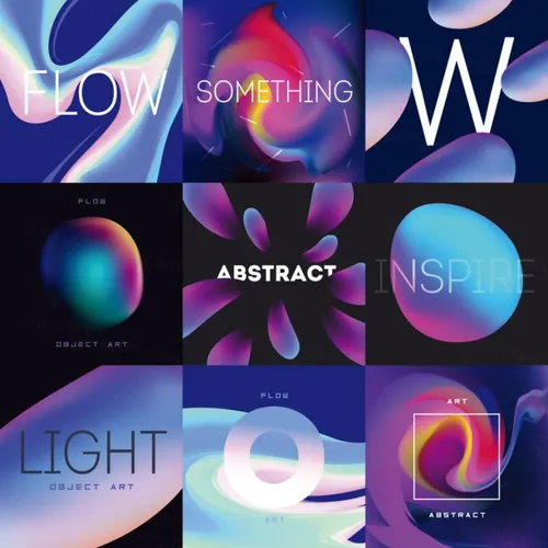 抽象液体渐变色彩矢量插画海报素材 Abstract Liquid color design Set