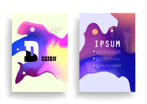 抽象液体渐变色彩矢量插画海报素材 Abstract Liquid color design Set