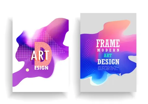 抽象液体渐变色彩矢量插画海报素材 Abstract Liquid color design Set