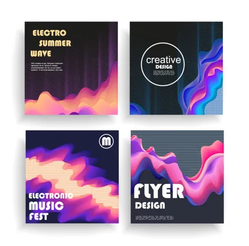 抽象液体渐变色彩矢量插画海报素材 Abstract Liquid color design Set