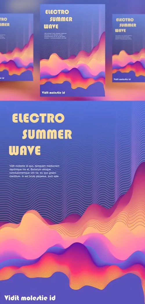 抽象液体渐变色彩矢量插画海报素材 Abstract Liquid color design Set