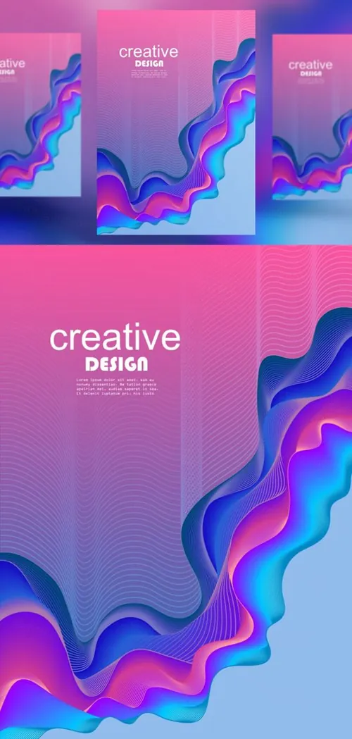 抽象液体渐变色彩矢量插画海报素材 Abstract Liquid color design Set