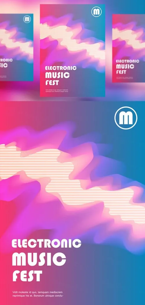 抽象液体渐变色彩矢量插画海报素材 Abstract Liquid color design Set