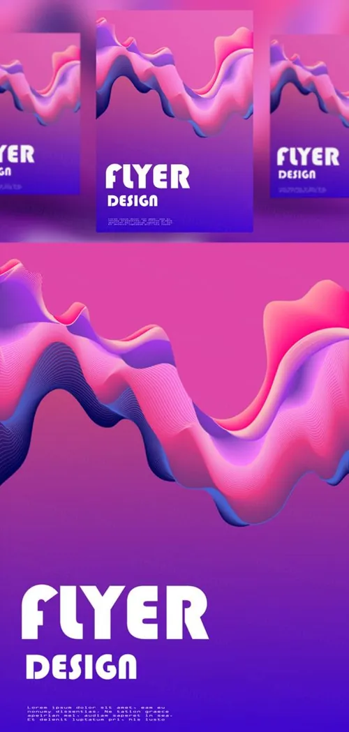 抽象液体渐变色彩矢量插画海报素材 Abstract Liquid color design Set