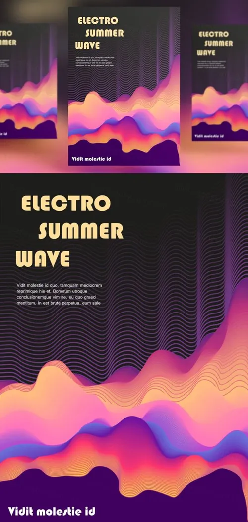 抽象液体渐变色彩矢量插画海报素材 Abstract Liquid color design Set