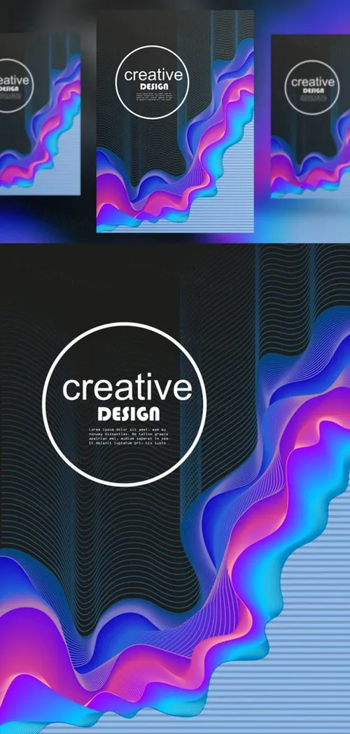 抽象液体渐变色彩矢量插画海报素材 Abstract Liquid color design Set