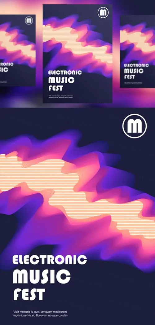 抽象液体渐变色彩矢量插画海报素材 Abstract Liquid color design Set