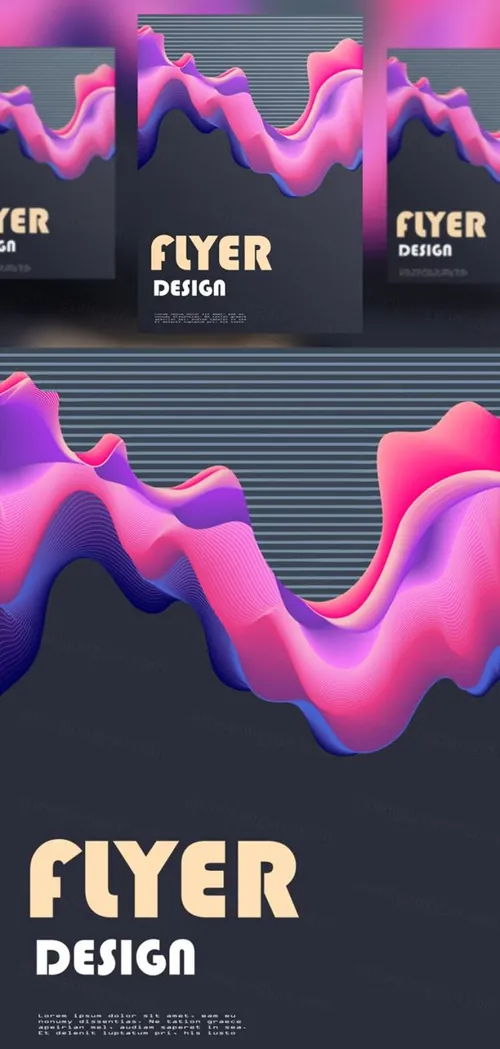 抽象液体渐变色彩矢量插画海报素材 Abstract Liquid color design Set