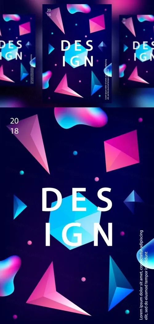 抽象液体渐变色彩矢量插画海报素材 Abstract Liquid color design Set