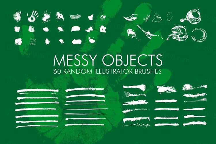 矢量墨水插画Ai笔刷 60 Messy Illustrato