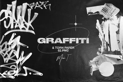 复古做旧艺术涂鸦喷漆撕纸磨损废旧风设计素材 Graffiti
