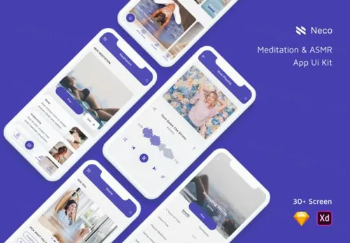 高品质多功能音乐社区移动APP界面设计工具包 Neco - Meditation