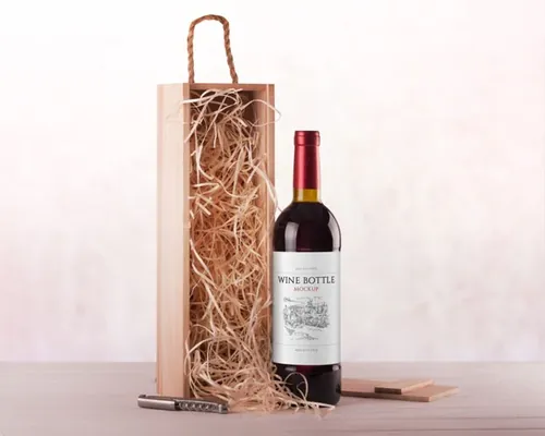 红酒瓶模型PSD贴图模板Wine Bottle PSD Mockup