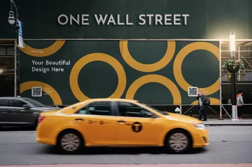 户外街头广告横幅宣传海报设计贴图展示样机模板 Street