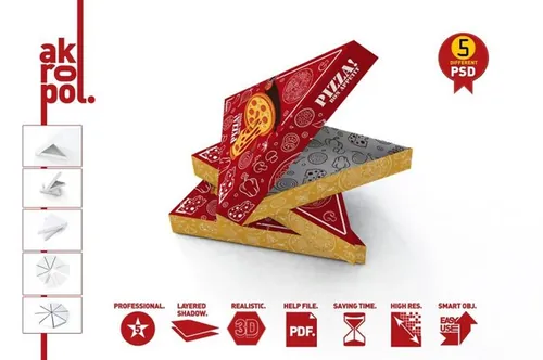 披萨切片包装盒展示模型下载 Pizza Slice Box Packaging Mockup