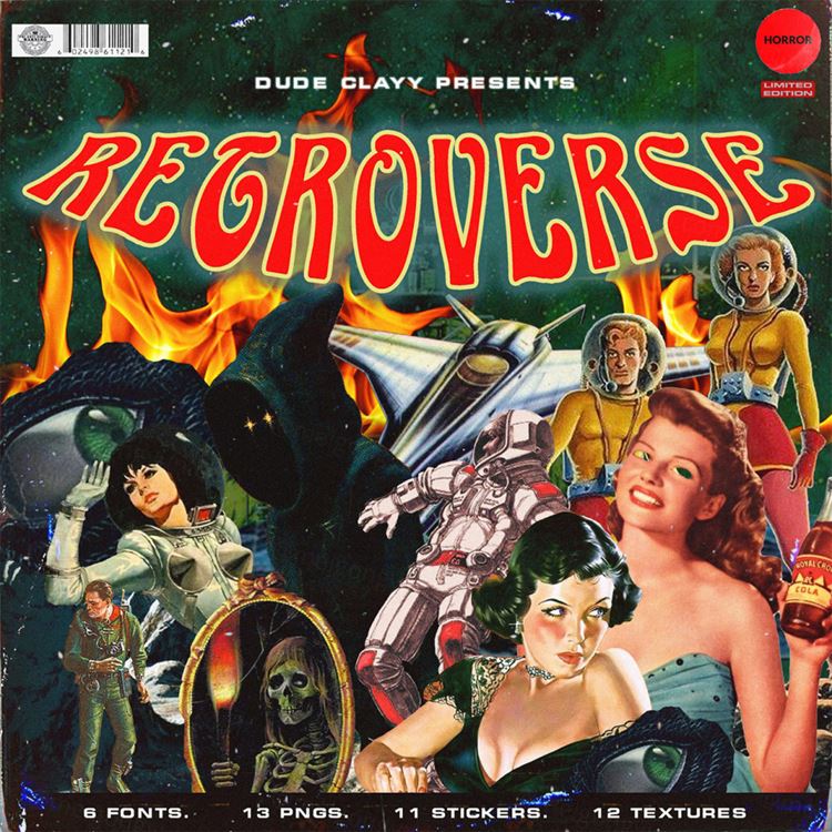 新复古蒸汽波做旧纹理CD唱片封面标签贴纸元素PSD模板素材