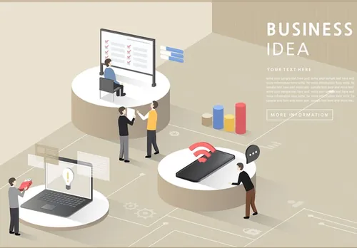 Business Idea 移动商业理念研究分析AI矢量插图素材 ti209a8205