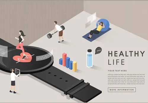 Healthy Life 健康生活研究分析AI矢量插图素材 ti209a8208