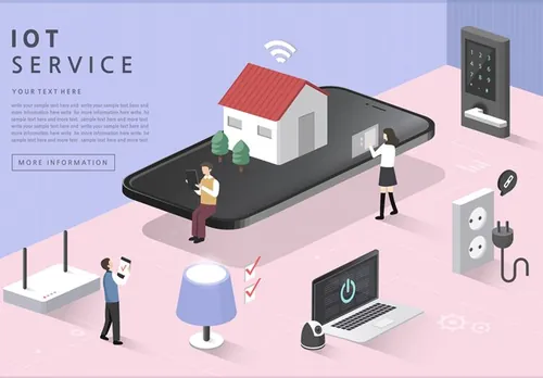 Lot Service 综合智能家居服务理念研究分析AI矢量插图素材 ti209a8210