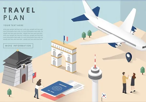 Travel Plan 旅行计划概念研究分析AI矢量插图素材 ti209a8212