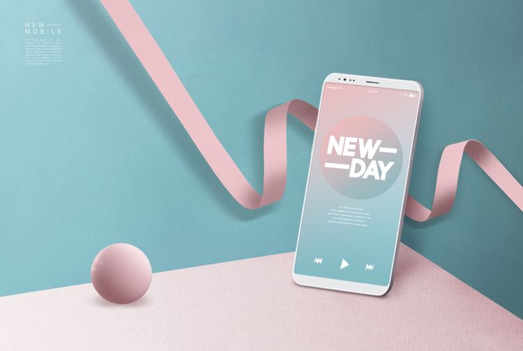 立体庆新年手机APP闪屏广告设计模板下载