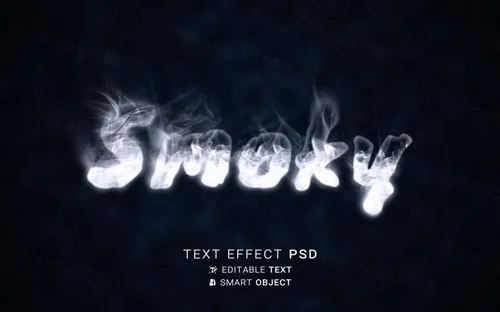 迷幻恐怖烟雾特效字体特效文本样式PSD模板 Smoking