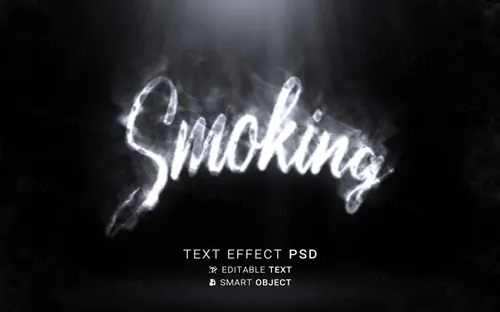 迷幻恐怖烟雾特效字体特效文本样式PSD模板 Smoking