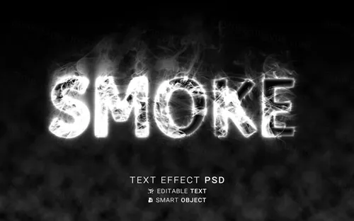 迷幻恐怖烟雾特效字体特效文本样式PSD模板 Smoking
