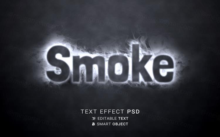 迷幻恐怖烟雾特效字体特效文本样式PSD模板 Smoking