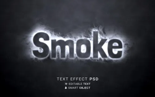 迷幻恐怖烟雾特效字体特效文本样式PSD模板 Smoking