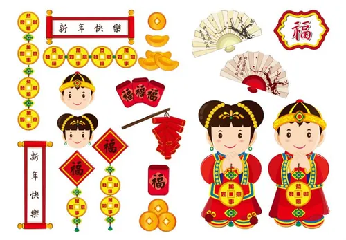 2019年新年快乐中国日本东方传统元素新年氛围素材矢量合辑包 Happy Chinese new year