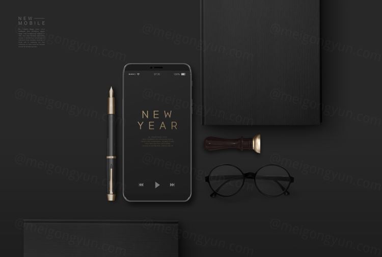 炫酷黑色庆新年手机APP闪屏广告设计模板下载