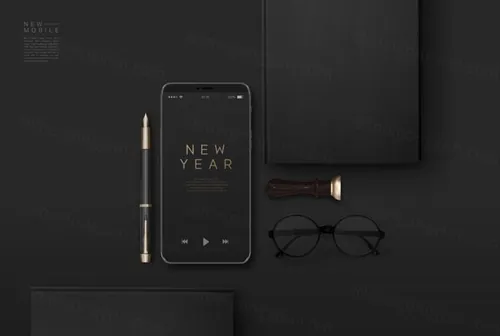 炫酷黑色庆新年手机APP闪屏广告设计模板下载