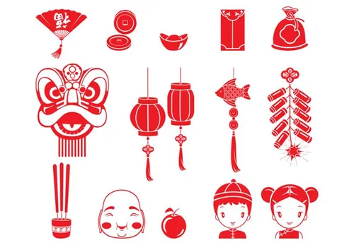 2019年新年快乐中国日本东方传统元素新年氛围素材矢量合辑包 Happy Chinese new year