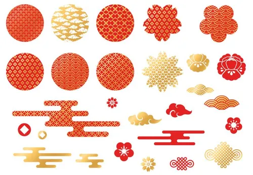 2019年新年快乐中国年传统元素氛围素材矢量合辑包