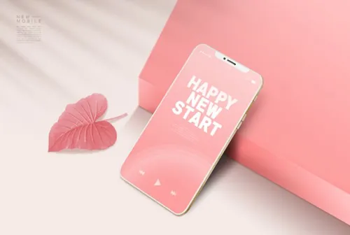 粉色庆少女心新年手机APP闪屏广告设计模板下载