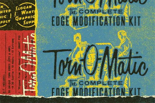 复古纸张撕裂边缘报纸噪点砂砾设计工具包 Torn-O-Matic |